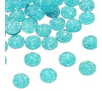 sourcing map 60 Pcs Rhinestone Flatback Embellishments Faux Druzy Crystal Diamonds Round Resin Trims Beads Gem for Jewelry Making Pendant DIY Crafts Accessories, Blue