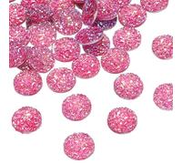sourcing map 60 Pcs Rhinestone Flatback Embellishments Faux Druzy Crystal Diamonds Round Resin Trims Beads Gem for Jewelry Making Pendant DIY Crafts Accessories, Peach Red