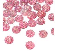 sourcing map 60 Pcs Rhinestone Flatback Embellishments Faux Druzy Crystal Diamonds Round Resin Trims Beads Gem for Jewelry Making Pendant DIY Crafts Accessories, Dark Pink