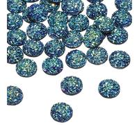 sourcing map 60 Pcs Rhinestone Flatback Embellishments Faux Druzy Crystal Diamonds Round Resin Trims Beads Gem for Jewelry Making Pendant DIY Crafts Accessories, Dark Blue
