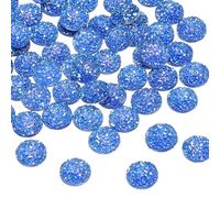 sourcing map 60 Pcs Rhinestone Flatback Embellishments Faux Druzy Crystal Diamonds Round Resin Trims Beads Gem for Jewelry Making Pendant DIY Crafts Accessories, Sapphire Blue