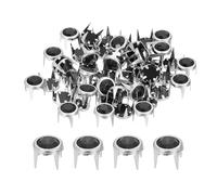 sourcing map 60 Pcs Rhinestone Studs, 8mm Round Rivets Crystal Claw Beads Nailhead Punk Spikes Decorative Rivets for DIY Leather Craft Fabric Clothes Belt Bag Shoes Accessories, Silver/Black