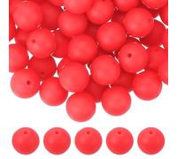 sourcing map 60 Pcs Silicone Beads, 15mm Round Focal Beads Candy Color Bulk Loose Bead for Keychain Bracelet Necklace Pens Making DIY Crafts Supplies, Bright Pink