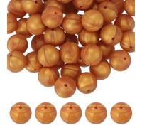 sourcing map 60 Pcs Silicone Beads, 15mm Round Focal Beads Candy Color Bulk Loose Bead for Keychain Bracelet Necklace Pens Making DIY Crafts Supplies, Gold