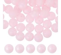 sourcing map 60 Pcs Silicone Beads, 9mm Round Focal Beads Candy Color Bulk Loose Bead for Keychain Bracelet Necklace Pens Making DIY Crafts Supplies, Light Pink