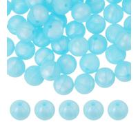 sourcing map 60 Pcs Silicone Beads, 9mm Round Focal Beads Candy Color Bulk Loose Bead for Keychain Bracelet Necklace Pens Making DIY Crafts Supplies, Light Blue