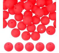sourcing map 60 Pcs Silicone Beads, 9mm Round Focal Beads Candy Color Bulk Loose Bead for Keychain Bracelet Necklace Pens Making DIY Crafts Supplies, Bright Pink