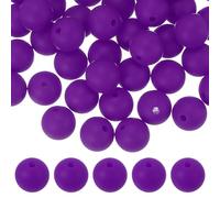sourcing map 60 Pcs Silicone Beads, 9mm Round Focal Beads Candy Color Bulk Loose Bead for Keychain Bracelet Necklace Pens Making DIY Crafts Supplies, Purple