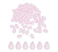 sourcing map 60 Pcs Teardrop Crystal Glass Beads, 6x9mm Teardrop Glass Charm Pendants Water Drop Beads Top Drilled for Jewelry Making DIY Craft Bracelets Necklace, Frosted Pink