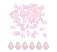 sourcing map 60 Pcs Teardrop Crystal Glass Beads, 6x9mm Teardrop Glass Charm Pendants Water Drop Beads Top Drilled for Jewelry Making DIY Craft Bracelets Necklace, Frosted Pink AB