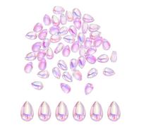 sourcing map 60 Pcs Teardrop Crystal Glass Beads, 6x9mm Teardrop Glass Charm Pendants Water Drop Beads Top Drilled for Jewelry Making DIY Craft Bracelets Necklace, Purple AB