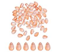sourcing map 60 Pcs Teardrop Crystal Glass Beads, 6x9mm Teardrop Glass Charm Pendants Water Drop Beads Top Drilled for Jewelry Making DIY Craft Bracelets Necklace, Orange Gold