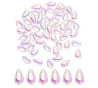 sourcing map 60 Pcs Teardrop Crystal Glass Beads, 8x14mm Teardrop Glass Charm Pendants Water Drop Beads Top Drilled for Jewelry Making DIY Craft Bracelets Necklace, AB Colors