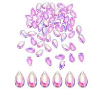 sourcing map 60 Pcs Teardrop Crystal Glass Beads, 8x14mm Teardrop Glass Charm Pendants Water Drop Beads Top Drilled for Jewelry Making DIY Craft Bracelets Necklace, Purple AB