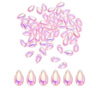 sourcing map 60 Pcs Teardrop Crystal Glass Beads, 8x14mm Teardrop Glass Charm Pendants Water Drop Beads Top Drilled for Jewelry Making DIY Craft Bracelets Necklace, Pink AB