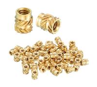sourcing map 60 Pcs Threaded Inserts, #2-56UNC x 1/8" l x 3.5mm OD Pure Brass Knurled Nuts Female Threaded Heat Set Inserts Embedment Nut for 3D Printing Components and Plastic Materials