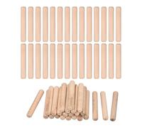 sourcing map 60 Pcs Wooden Dowel Pins 12x80mm(0.47x3.15) Fluted Beveled Ends Wood Dowel Pegs Dried Hardwood for Woodworking Furniture Shelf