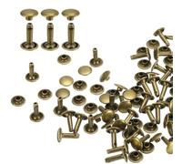 sourcing map 60 Sets Double Cap Leather Rivets, 9x12mm Round Cap Tubular Metal Studs Leather Crafting Rivets for Fabric Belt Pet Collar Boot Bag Repair and Decoration, Bronze