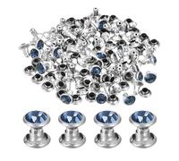 sourcing map 60 Sets Rhinestone Rivets, 6mm Leather Rivets Crystal Rivets Stud Rapid Double Cap Rivets for DIY Leather Craft Fabric Clothes Belt Bags, Light Blue