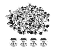 sourcing map 60 Sets Rhinestone Rivets, 6mm Leather Rivets Crystal Rivets Stud Rapid Double Cap Rivets for DIY Leather Craft Fabric Clothes Belt Bags, Black