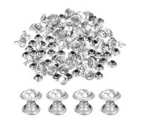 sourcing map 60 Sets Rhinestone Rivets, 7mm Leather Rivets Crystal Rivets Stud Rapid Double Cap Rivets for DIY Leather Craft Fabric Clothes Belt Bags, Silver Clear