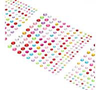 sourcing map 600 Pcs Gems Stickers for Crafts, 5 Sheet Self-Adhesive Gems Bling Circular Rhinestone Stickers, Crystal Crafts Jewelry Stickers for Party Table Decorations, Multicolor