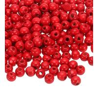 sourcing map 600 Pcs Large Hole Wooden Beads Hair Braid Beads, Unfinished Natural Barrel Wood Spacer Beads for Crafts Hair DIY Macrame Jewelry Making, Red (10 x 9mm, 4mm Hole)