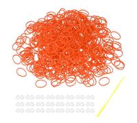sourcing map 600 Pcs Loom Rubber Bands Kit with 25 Pcs S-Clips 1-Hook Rubber Bands Refill Bracelet Making Kits for Weaving DIY Handcrafts Gift, Orange Red