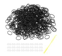 sourcing map 600 Pcs Loom Rubber Bands Kit with 25 Pcs S-Clips 1-Hook Rubber Bands Refill Bracelet Making Kits for Weaving DIY Handcrafts Gift, Black