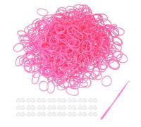 sourcing map 600 Pcs Loom Rubber Bands Kit with 25 Pcs S-Clips 1-Hook Rubber Bands Refill Bracelet Making Kits for Weaving DIY Handcrafts Gift, Bright Pink