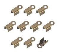 sourcing map 600Pcs Fold Over Cord Ends, 3.5x9mm Terminators Crimp Cap Clasp Tips for Leather Ribbon DIY Craft Making, Bronze Tone