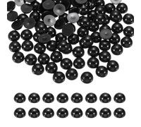 sourcing map 600Pcs Half Pearl for Crafts, 8mm Plastic Half Flatback Imitation Pearls Cabochon Loose Beads Rhinestone for DIY Crafts Clothing Tumbler Shoes Embellishment Nail (Black)