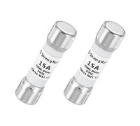 sourcing map 600V 15A Time Delay Fuse Fast Blow Glass Fuses Generic Current Limiting Protection Time Delay Cartridge Fuse for DIY Inverter Circuit Board Glass Fuses 2Pack