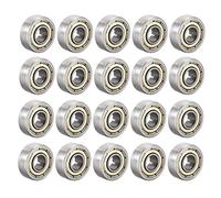 sourcing map 605ZZ Deep Groove Ball Bearing Double Shield 605Z 80015 5mm x 14mm x 5mm High Carbon Steel Z1 Bearings (Pack of 20)