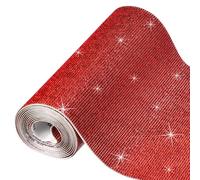 sourcing map 60750 Pcs Bling Crystal Rhinestone Sheet Self-Adhesive Rhinestone Diamond Gems Sticker 59 x 7.9 Inch DIY Car Decoration Sticker for DIY Car Phone Clothing, DIY Craft Silver Red