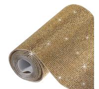 sourcing map 60750 Pcs Bling Crystal Rhinestone Sheet Self-Adhesive Rhinestone Diamond Gems Sticker 59 x 7.9 Inch DIY Car Decoration Sticker for DIY Car Phone Clothing Craft Gold