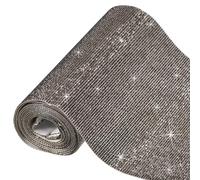 Sourcing Map 60750 Pcs Bling Crystal Rhinestone Sheet Self-Adhesive Rhinestone Diamond Gems Sticker 59 x 7.9 Inch DIY Car Decoration Sticker for Car Phone Clothing, Craft Silver Black