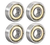 sourcing map 607ZZ Deep Groove Ball Bearing Double Shield 607-2Z 80017 7mm x 19mm x 6mm High Carbon Steel Z1 Bearings (Pack of 4)