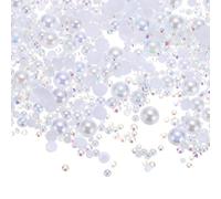 sourcing map 60g Flatback Pearls and Rhinestones 3mm-10mm Mixed Resin Half Pearl Rhinestone for Crafting Nails Clothing Shoes DIY Crafts Decoration White