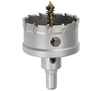 sourcing map 60mm Carbide Hole Cutter, Hole Saws for Stainless Steel Sheet Metal, Non-Slip Triangular Shank Limit Step, with Titanium Coated Center Drill