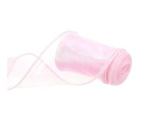 sourcing map 60mm Wide Sparkly Sheer Wired Organza Ribbon Pastel Shimmer Iridescent Chiffon Ribbons 4.6m Pink for Gift Wrapping Bouquet Wedding Bows