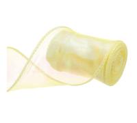 sourcing map 60mm Wide Sparkly Sheer Wired Organza Ribbon Pastel Shimmer Iridescent Chiffon Ribbons 2.7m Yellow for Gift Wrapping Bouquet Wedding Bows