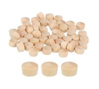 Sourcing Map 60pc Wood Button Plugs, 8mm/0.31" Flat Head Hardwood Screw Hole Plug Wooden Caps Buttons for Furniture Woodworking Craft Decor (9mm x 8mm)