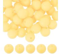 sourcing map 60Pcs 15mm Silicone Beads for DIY Crafts Supplies,Light Yellow | Round Focal Beads Candy Color Bulk Loose Bead for Keychain Bracelet Necklace Pens Lanyards Making