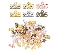 sourcing map 60pcs 2025 Graduation Year Charm 3D Metal Tassel Year Number Charm Year Pendant Mini for DIY Anniversary Jewelry Making Crafts, 6 Colors