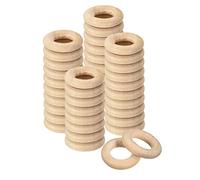 sourcing map 60Pcs 20mm(0.8-inch) Natural Wood Rings, 5mm Thick Smooth Unfinished Wooden Circles for DIY Crafting, Knitting, Macrame, Pendant