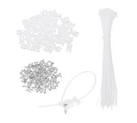 sourcing map 60pcs 24mm Cable Tie Saddle Type Mounts Base with 200mm Cable Zip Ties and M4 Tapping Screws, Wire Organizer Holder Clamps Set, White