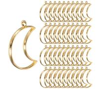 sourcing map 60Pcs Alloy Open Bezel Pendants, Moon Hollow Frame Pendant Geometric Open Back Frame Pendant for Resin Jewelry Making Earrings Necklace Bracelet DIY, Red Gold