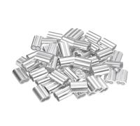 sourcing map 60Pcs Aluminum Crimping Loop Sleeve for 1/4" Diameter Wire Rope, Double Ferrule Aluminum Wire Rope Sleeve for Cable Line End