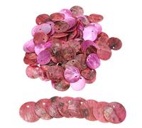 sourcing map 60Pcs Capiz Shells 1.5cm/0.6" Round Natural Shells with 2 Holes for Seashell Wind Chimes Curtain Shell Garland DIY Craft Wedding Home Decoration, Rose Red